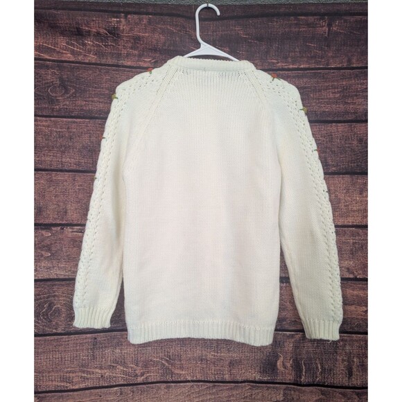 Vintage Bara Granny Core Cream Sweater Cardigan with 3D roses Size 36 XS?? - Picture 2 of 7